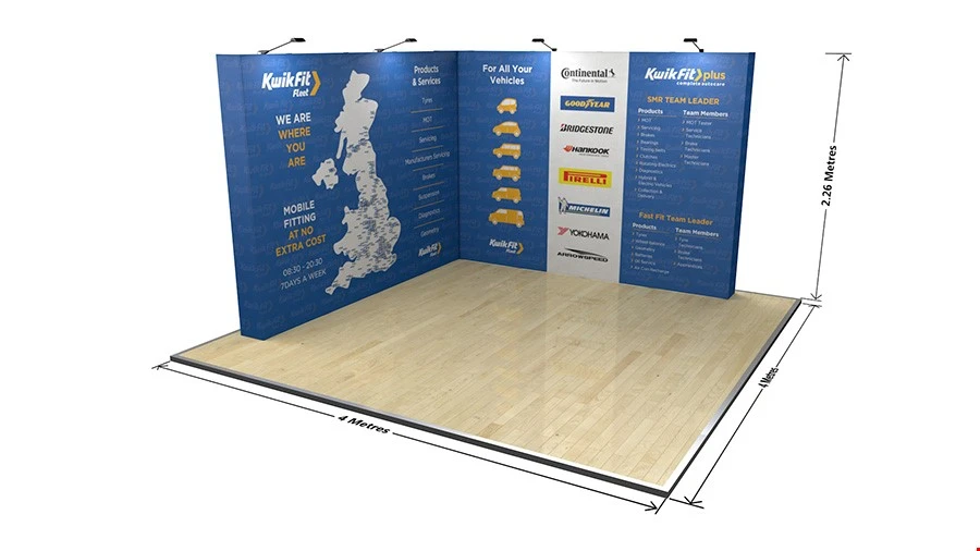 4m X 4m L-Shaped Fabric Pop Up Stand 4 4m X 4m L-Shaped Fabric Pop Up Stand - Image 2