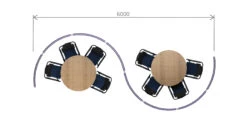 S-Shaped Acoustic Office Screen Wall 6m With Two Meeting Booths -XL Displays Acousic20Double20Office20Meeting20Booth20Dimensions