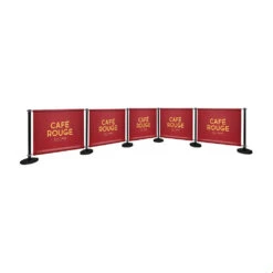 Adfresco® Cafe Barrier Kit With 5 Banners -XL Displays Adfresco Cafe Barrier Kit With 5 Banners With Cross Rails Black Post