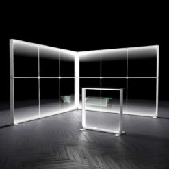 FABRILUX® 3x3 LED Lightbox Fabric Exhibition Stand Display Kit 12 -XL Displays FABRILUX 3x3 LED Lightbox Fabric Exhibition Stand Backlit Display L Shaped Corner Booth Light Box Frames TFS Kit 12