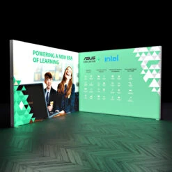 FABRILUX® 3x3 LED Lightbox Fabric Exhibition Stand Display Kit 12 -XL Displays FABRILUX 3x3 LED Lightbox Fabric Exhibition Stand Display Illuminated L Shaped Corner Booth No Counters Kit 12