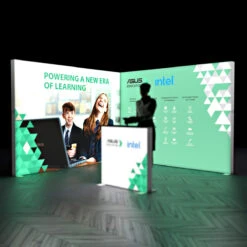 FABRILUX® 3x3 LED Lightbox Fabric Exhibition Stand Display Kit 12 -XL Displays FABRILUX 3x3 LED Lightbox Fabric Exhibition Stand Display Illuminated L Shaped Corner Booth With Model Kit 12