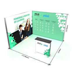 FABRILUX® 3x3 LED Lightbox Fabric Exhibition Stand Display Kit 12 -XL Displays FABRILUX 3x3 LED Lightbox Fabric Exhibition Stand Display L Shaped Corner Booth Size Dimensions Kit 12