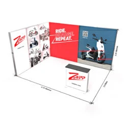 FABRILUX® 3x4m LED Fabric Lightbox Exhibition Stand Kit 18 -XL Displays FABRILUX 3x4m LED Fabric Lightbox Exhibition Stand L Shape Shell Scheme Dimensions Kit 18