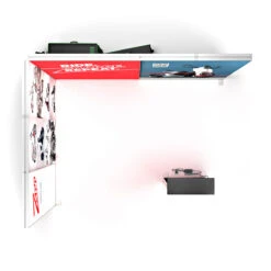 FABRILUX® 3x4m LED Fabric Lightbox Exhibition Stand Kit 18 -XL Displays FABRILUX 3x4m LED Fabric Lightbox Exhibition Stand L Shape Wall Overhead View Kit 18