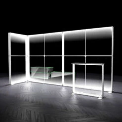 FABRILUX® 4x1m LED Fabric Lightbox Corner Backdrop Display Kit 17 -XL Displays FABRILUX 4x1 LED Fabric Lightbox Exhibition Stand Corner Backdrop Display White TFS Light Box Frames Illuminated Kit 17