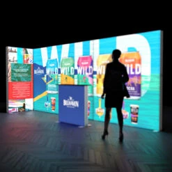 FABRILUX® 5x1 LED Fabric Lightbox L-Shape Corner Pop Up Stand Kit 23 -XL Displays FABRILUX 5x1 LED Fabric SEG Lightbox L Shape Corner Backlit Pop Up Stand Illuminated Backdrop Kit 23