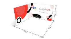 ILLUMiGO Tension Fabric Lightbox 3x3 Corner -XL Displays Overall Dimensions Of IllumiGO 3x3m Backlit Fabric Exhibition Stand