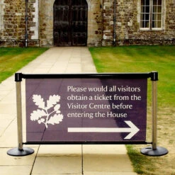 Printed Retractable Queue Barriers RollerSigns -XL Displays Printed Retractable Queue Barriers RollerSigns Outdoor Mesh National Trust
