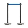 Queueway Retracting Belt Barrier Pair -XL Displays Queue Way Retracting Belt Barrier Pair Chrome Posts Blue Webbing