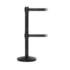 QueueMaster Twin Retractable Belt Barriers -XL Displays QueueMaster Twin Retractable Belt Barriers Black Post Black Belt