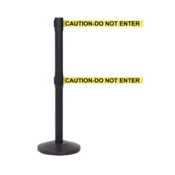 QueueMaster Twin Retractable Belt Barriers -XL Displays QueueMaster Twin Retractable Belt Barriers Black Post Yellow Caution Do Not Enter Belt