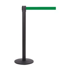 QueuePro Retractable Queue Barriers -XL Displays QueuePro Retractable Queue Barrier Black Post Green Belt