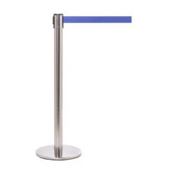 QueuePro Retractable Queue Barriers -XL Displays QueuePro Retractable Queue Barrier Polished Stainless Post Blue Belt
