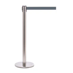 QueuePro Retractable Queue Barriers -XL Displays QueuePro Retractable Queue Barrier Polished Stainless Post Gray Belt