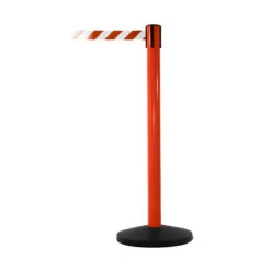 SafetyMaster Retracting Safety Barriers 13 SafetyMaster Retracting Safety Barriers -XL Displays SafetyMaster Retracting Safety Barriers Red Post Red Chevron Belt