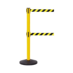 SafetyMaster Twin Belt Safety Barriers -XL Displays SafetyMaster Twin Belt Safety Barriers Yellow Post Yellow Black Diagonal Belt