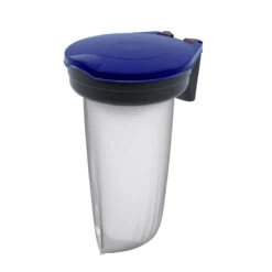 Skipper™ Barrier Recycling Bin And Dispenser -XL Displays Skipper Barrier Recycling Bin Blue Lid