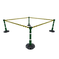 Skipper™ Barrier Systems 36m Retracting Belts -XL Displays Skipper Barrier Systems 36m Retracting Belts Green Posts Yellow Black Webbing