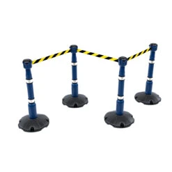 Skipper™ Portable Safety Barrier Kit 27m -XL Displays Skipper Portable Safety Barrier Kit 27m Blue Posts And Black Yellow Fabric Tape