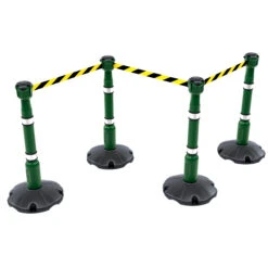 Skipper™ Portable Safety Barrier Kit 27m -XL Displays Skipper Portable Safety Barrier Kit 27m Green Posts And Black Yellow Fabric Tape
