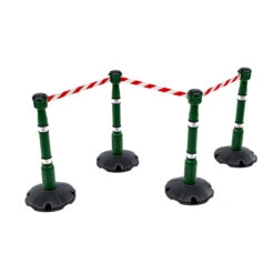 Skipper™ Portable Safety Barrier Kit 27m -XL Displays Skipper Portable Safety Barrier Kit 27m Green Posts And Red White Fabric Tape