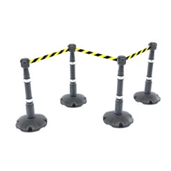 Skipper™ Portable Safety Barrier Kit 27m -XL Displays Skipper Portable Safety Barrier Kit 27m Grey Posts And Black Yellow Fabric Tape