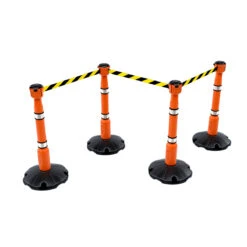 Skipper™ Portable Safety Barrier Kit 27m -XL Displays Skipper Portable Safety Barrier Kit 27m Orange Posts And Black Yellow Fabric Tape