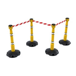 Skipper™ Portable Safety Barrier Kit 27m -XL Displays Skipper Portable Safety Barrier Kit 27m Yellow Posts And Red White Fabric Tape
