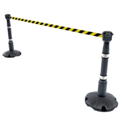 Skipper™ Retractable Barrier Kit 9m 16 Skipper™ Retractable Barrier Kit 9m -XL Displays Skipper Retractable Barrier Kit 9m Retracting Tape Grey Posts Black And Yellow Webbing20copy