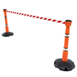 Skipper™ Retractable Barrier Kit 9m 19 Skipper™ Retractable Barrier Kit 9m -XL Displays Skipper Retractable Barrier Kit 9m Retracting Tape Orange Posts White And Red Webbing20copy