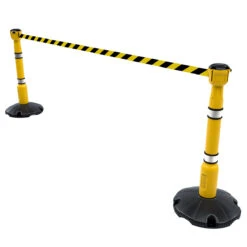 Skipper™ Retractable Barrier Kit 9m 20 Skipper™ Retractable Barrier Kit 9m -XL Displays Skipper Retractable Barrier Kit 9m Retracting Tape Yellow Posts Black And Yellow Webbing20copy