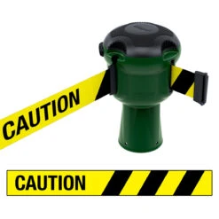 Skipper™ Retractable Safety Barrier -XL Displays Skipper Retractable Safety Barrier Green With Caution Fabric Tape