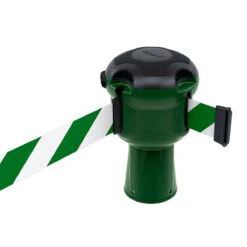 Skipper™ Retractable Safety Barrier -XL Displays Skipper Safety Barrier Green Case With Green White Fabric Safety Tape