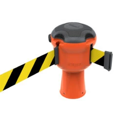 Skipper™ Retractable Safety Barrier -XL Displays Skipper Safety Barrier Orange With Black Yellow Chvron Retracting Safety Belt