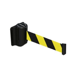 Tensabarrier® Mini Wall Mounted Retracting Barrier -XL Displays Tensabarrier Mini Wall Mounted Retracting Barrier Yellow Black Chevron Belt XL Displays