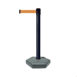 Tensabarrier® Outdoor Retractable Barrier Post -XL Displays Tensabarrier Outdoor Retractable Barrier Black Post Orange Webbing