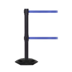 WeatherMaster Twin Outdoor Retractable Barriers -XL Displays Weathermaster Twin Outdoor Retractable Crowd Barrier Black Post Blue Belt