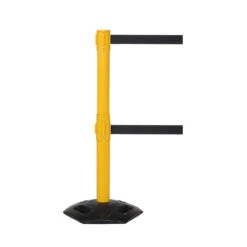 WeatherMaster Twin Outdoor Retractable Barriers -XL Displays Weathermaster Twin Outdoor Retractable Crowd Barrier Yellow Post Black Belt